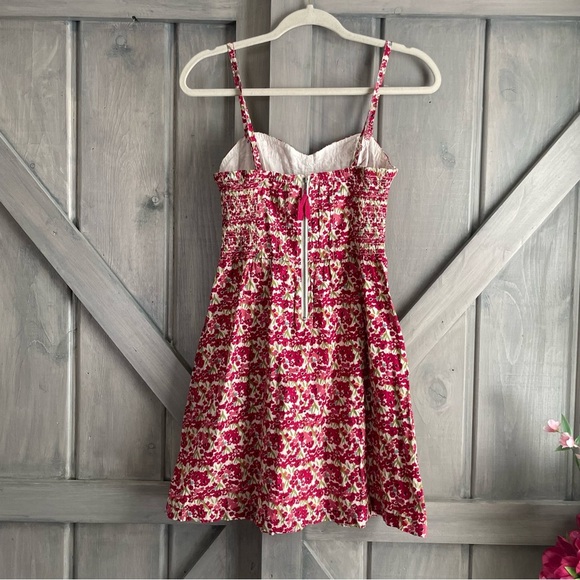 Vintage American‎ Eagle Spring Flower Dress corset pockets fit flare stretchy 4 - Picture 7 of 11